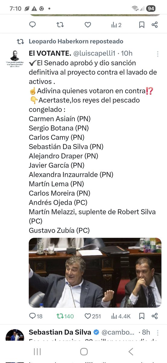 <a href="/luiscapelli1/">El VOTANTE.</a> <a href="/MaraFerrando15/">María Ferrando</a> Y de pasó que <a href="/JavierGarcia_Uy/">Javier García</a> explique porque votó en contra de la ley para prevenir lavado de activos