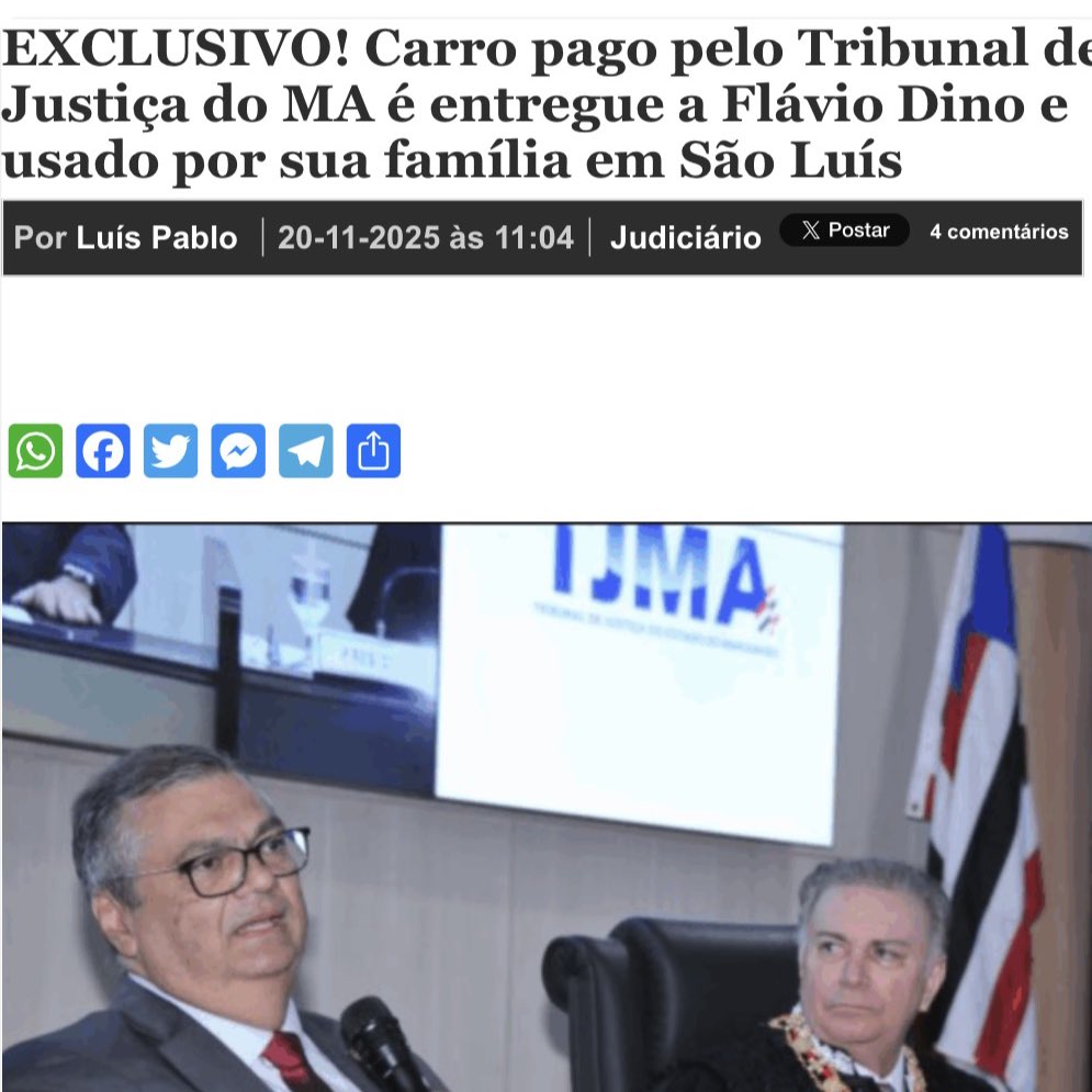 Um jornalista do Maranhão acaba de sofrer uma operação de busca e apreensão por publicar uma reportagem verdadeira sobre o uso de carros pagos com dinheiro público por familiares de Flavio Dino. 

Na decisão, Alexandre de Moraes CRIMINALIZA o jornalismo enquadrado a apuração do