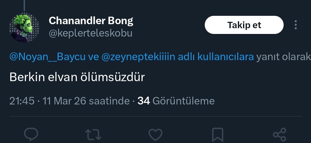 Berkin Elvan ölümsüzdür.. diyerek beni engellemiş..
Bundan sonra sende benim için öldün