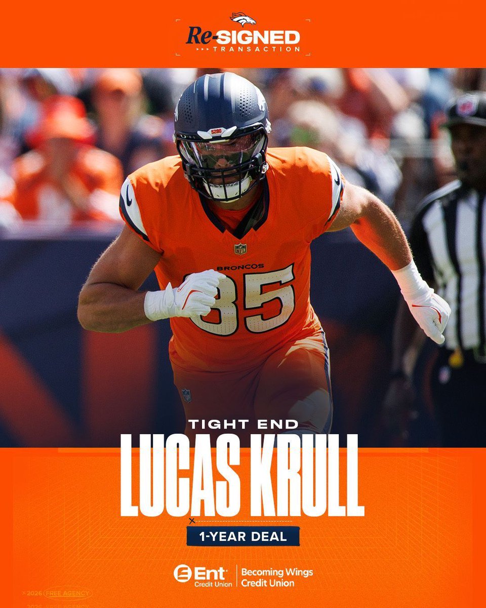 OFFICIAL: We've re-signed TE Lucas Krull.

Welcome back!

📰 » buff.ly/vAsjAK5