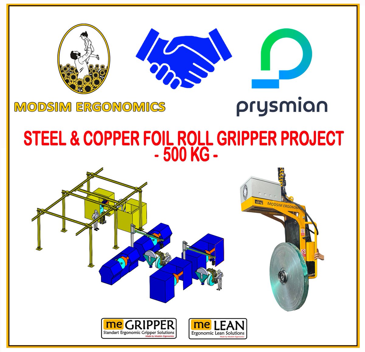 ModsimErgonomi's tweet photo. We are now rolling out the meGRIPPER-500 Steel and Copper Foil Roll Handling Solution we developed for Prysmian in 2024.

#industrialergonomics #foilrollgripper #Prysmian #modsimergonomics #meGRIPPER #meLEAN https://t.co/i0kFY9zTpI