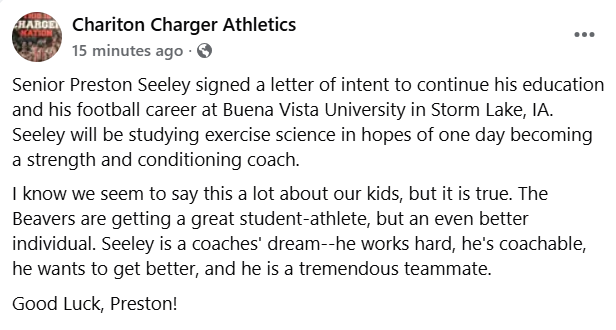 Chariton Charger AD tweet media