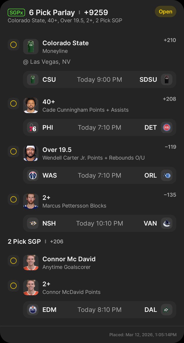 3 Sport 6-leg heater 🔥
Lets run it back! We cashed yesterday!

👀 $75 to someone that follows/likes and reposts, when we cash!

10+ plays posted to VIP group! (Link in bio) 🔗