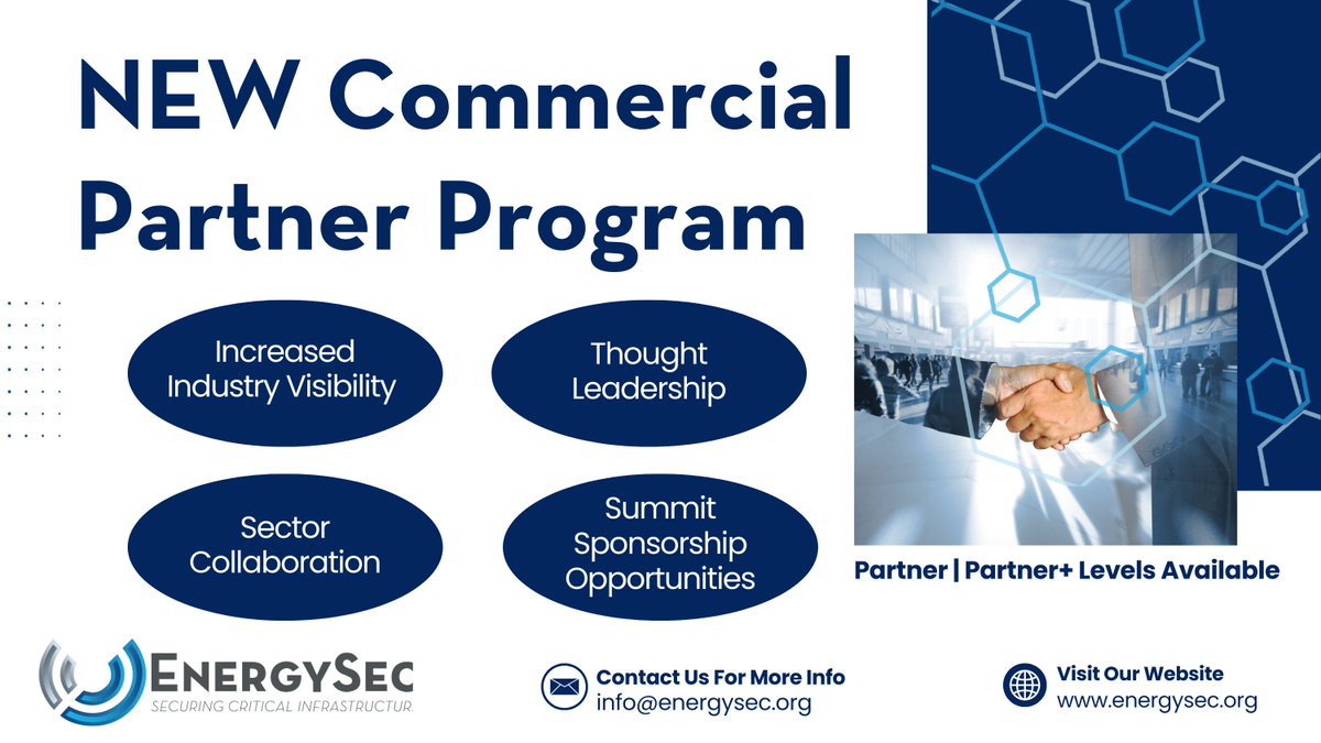 We’re excited to launch the NEW EnergySec Commercial Partner Program!
Our Partner program creates opportunities for organizations to engage with the EnergySec community year-round through industry collaboration, thought leadership, training participation, and Summit visibility.