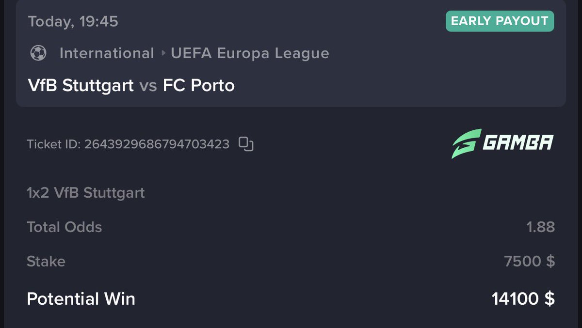 $100 giveaway if Stuttgart win, they home form is impressive