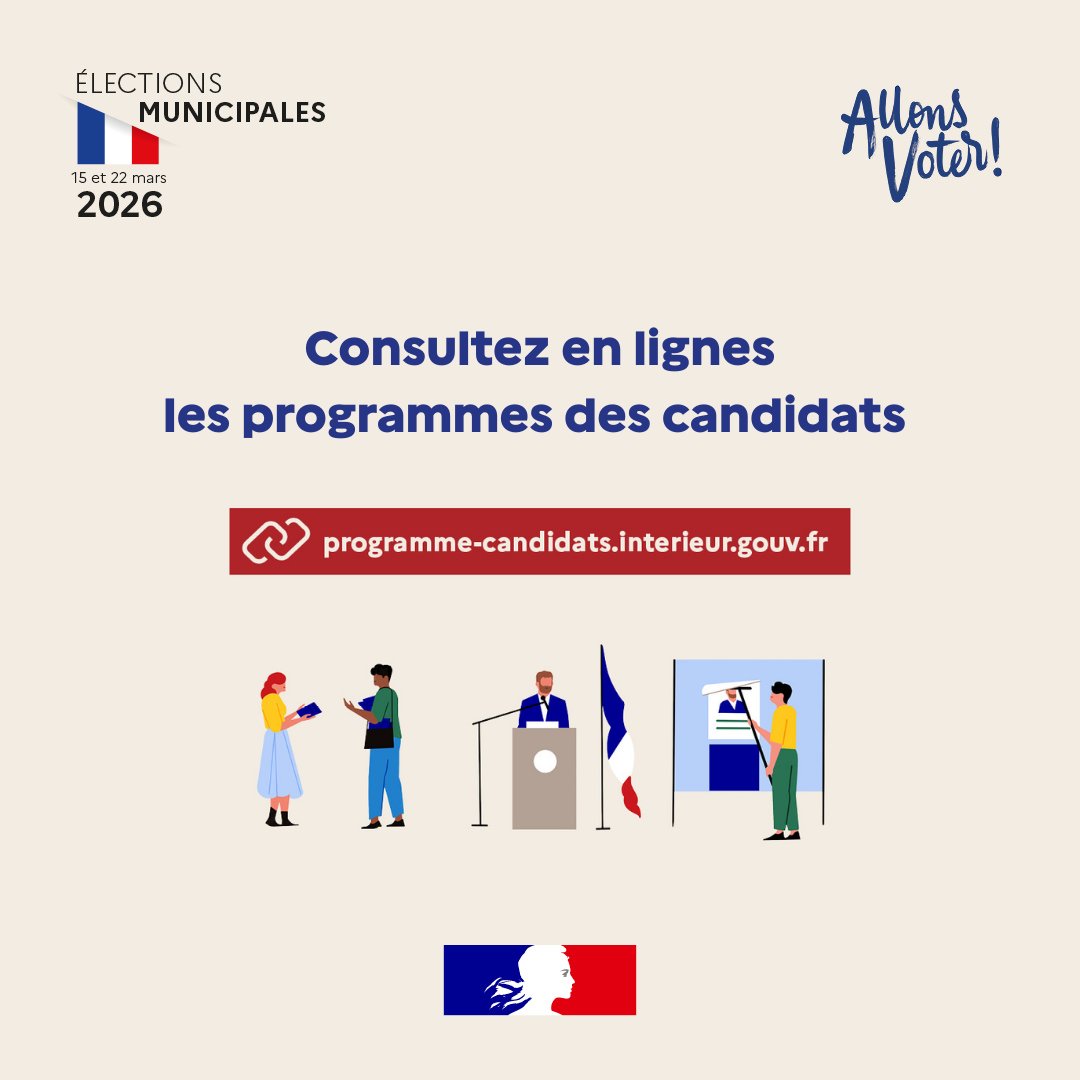 Image de Préfet de Corse préfet de Corse-du-Sud : #Municipales2026 I Allons Voter !

Pour connaître les candidats de votre ville et leurs programmes, 