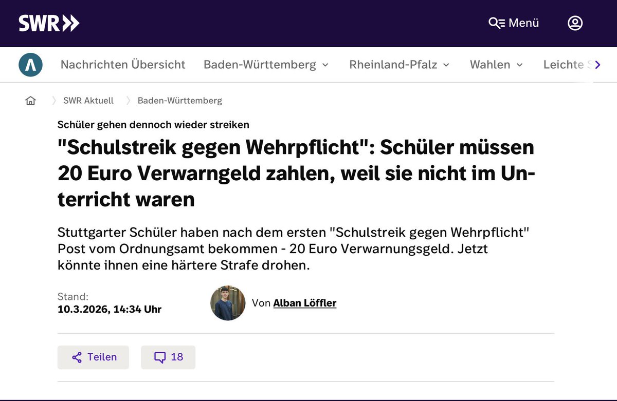 NurderK's tweet image. Verwarngelder für Schulstreikende? Bei #FridaysForFuture war davon kaum die Rede. Heute greift der Staat sofort zu Sanktionen. Warum? Vielleicht weil eine Generation selbstbewusster, antimilitaristischer Aktivist:innen gerade stört. Die Strafen gegen Schulstreiks wirken wie ein