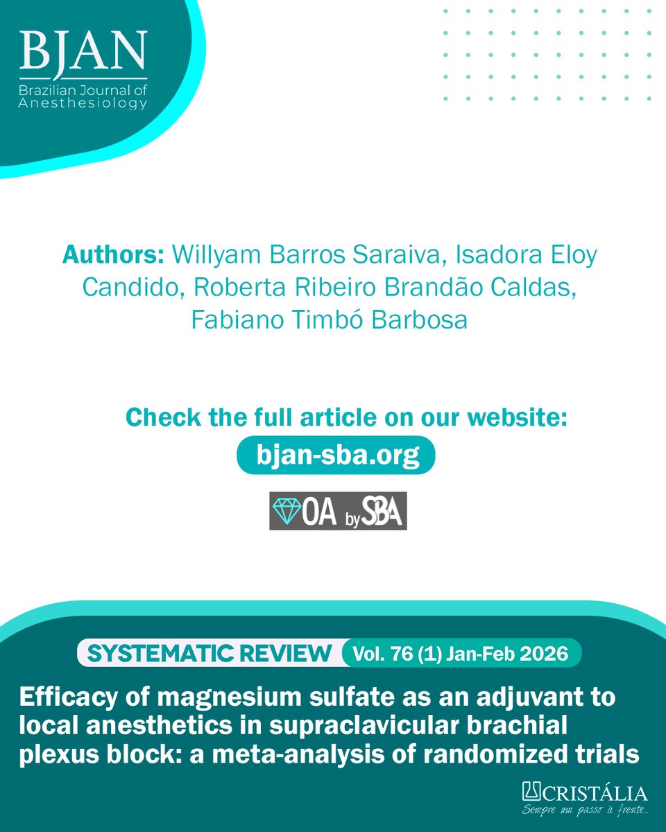 BJAN - Brazilian Journal of Anesthesiology tweet media