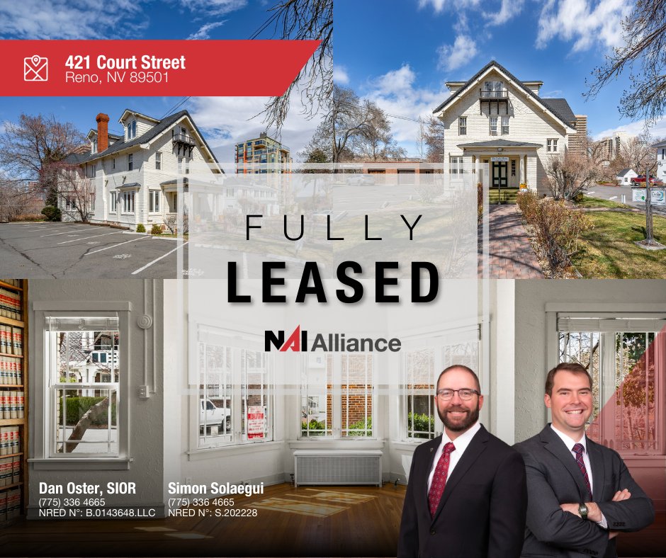The NAI Alliance office team has completed five new market leases, turning this mostly vacant building into a fully leased one.🎉

We appreciate the opportunity to work alongside ownership and welcome the new tenants who now call this home!

#RenoNVOffice #ThankYou #NAIOffice