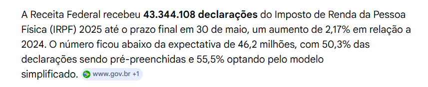 <a href="/Fa1ryNight/">𝒯𝓈𝓊𝓀𝒾 ☭⃠</a> 113 milhões de brasileiros adultos nunca declararam imposto de renda na vida.

Ou seja, o número de beneficiados é insignificante se comparado com os 213 milhões de brasileiros afetados pelos impostos aumentados para dar essa isenção miserável de R$ 5 mil reais.
