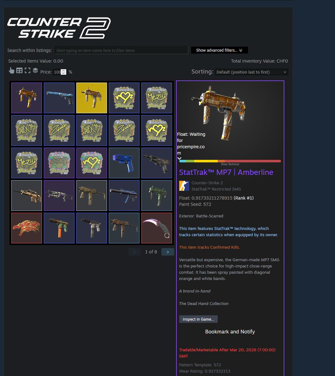SmjoetterCS's tweet photo. Proud owner of the currently most disgusting MP-7 Amberline in stattrack. Taking offers starting 1'000'000 in crypto 🥸 https://t.co/o3yvWcNrUr