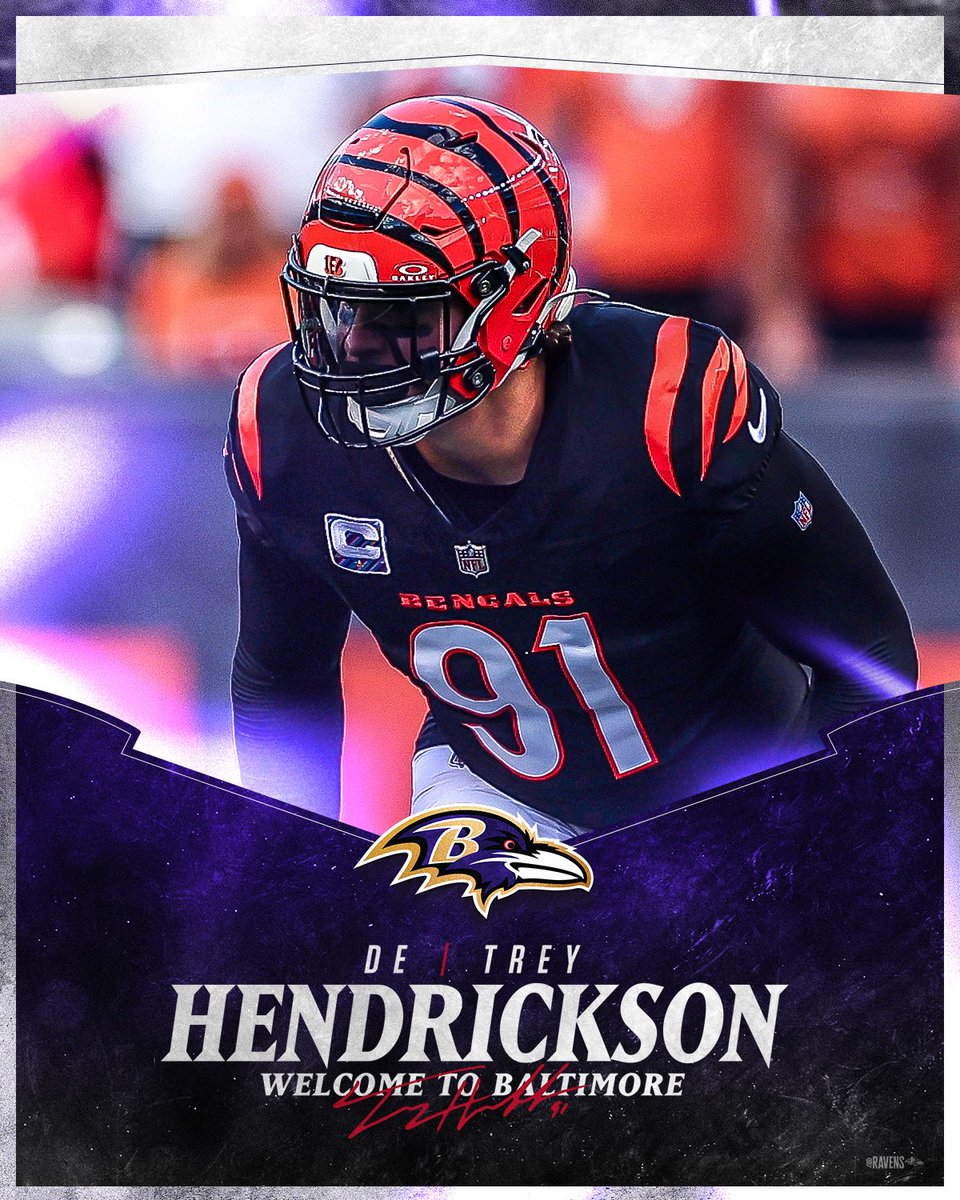 Ravens's tweet image. TREY HENDRICKSON IS A BALTIMORE RAVEN 😈