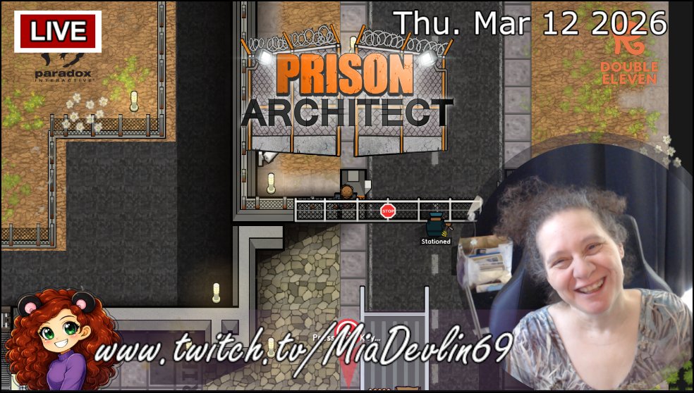 MiaDevlin69 is now Live playing #PrisonArchitect
Attention span of a goldfish? [CC]

twitch.tv/MiaDevlin69

#twitch #twitchstreamer #streamer #twitchaffiliate 
#gamergirl #twitchgirls #CanadianStreamer #torontoStreamer
#dorky