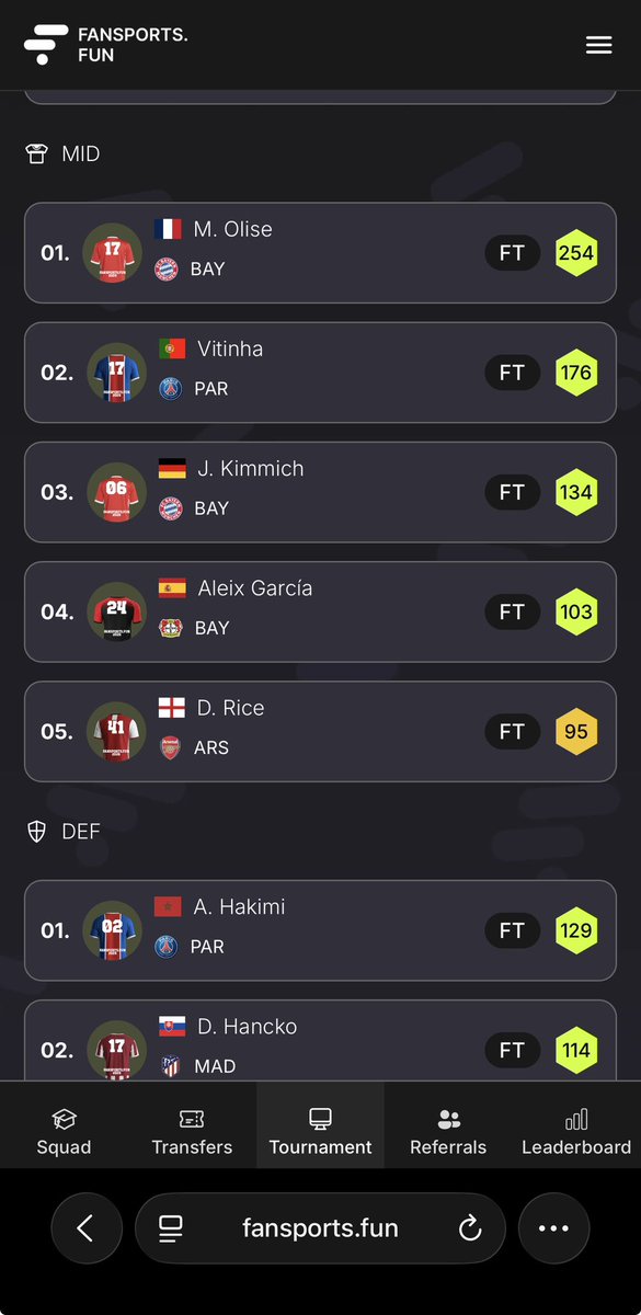 Top midfield performers in the #UCL Midweek Tournament  on #FanSport ⚽🔥

Is your squad on the leaderboard yet? 

Drop your best midfielder pick below &amp; tag your friends!

Missed this round?
 Build your lineup  👉 fansports.fun