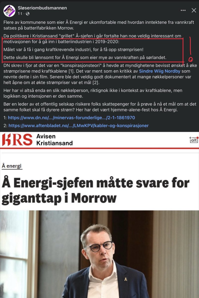 Strømprisen er villet politikk.
Nå må folk våkne.
Det mangler ikke dokumentasjon på politikere som åpent har sagt dette.

Forvaltningen av vår mest dyrebare ressurs og infrastruktur, krafta, er fullstendig uforsvarlig.

Norgespris er politisk overlevelse. Folk må si fra mer!!