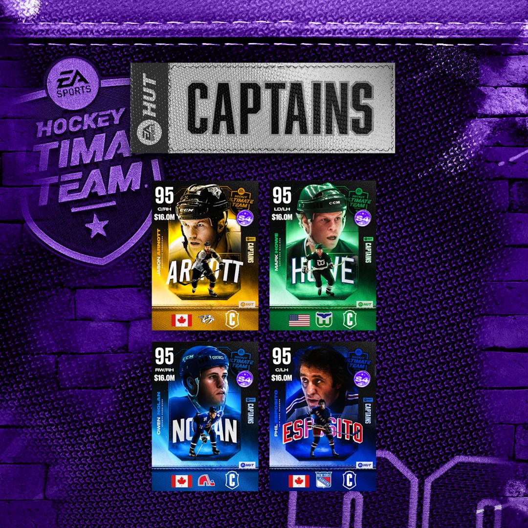 EASPORTSNHL's tweet photo. Season 4 in HUT is live in #NHL26  ❗️

J.T. Miller leads a new XP Path 📈

This season brings a new wave of Captains, Rookies, Heroes, and Icons to collect  🔥

Introducing HUT Prototypes 🏒 Available now