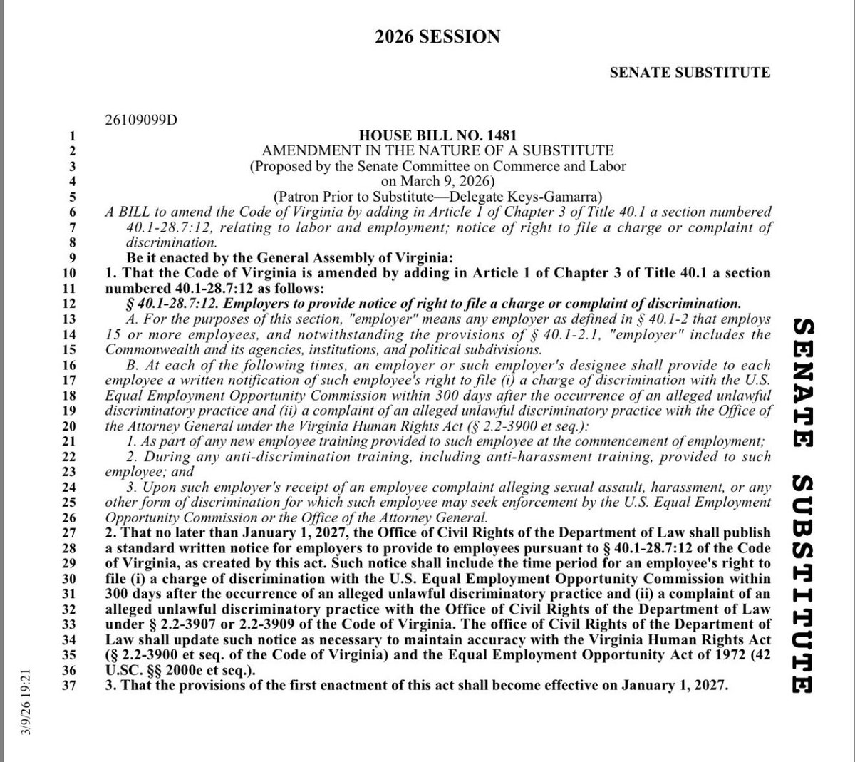 CABlueBlaze's tweet image. 🚨BREAKING: 3 White Male #Virginia Senators, including Va. Majority Leader @ssurovell w/ buddies @SenDaveMarsden (who took a walk) &amp;amp; @JeremyMcPike just voted dead a #civilrights bill that would help end discrimination in the workplace, going back to the old colonial “Virginia