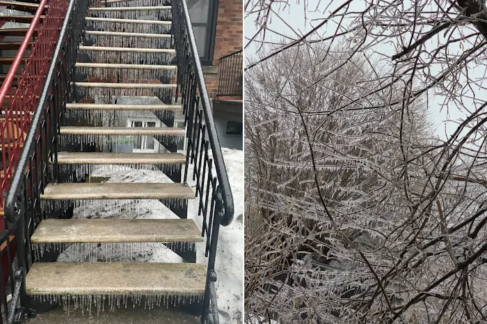 Meteovilles's tweet image. Le #Québec vient de subir les effets d'une dépression hivernale provoquant des chutes de #neige abondantes et d'importantes pluies verglaçantes. #Montréal s'est retrouvée figée dans la glace. Notre article ➡️ meteo-villes.com/actualites/nou…