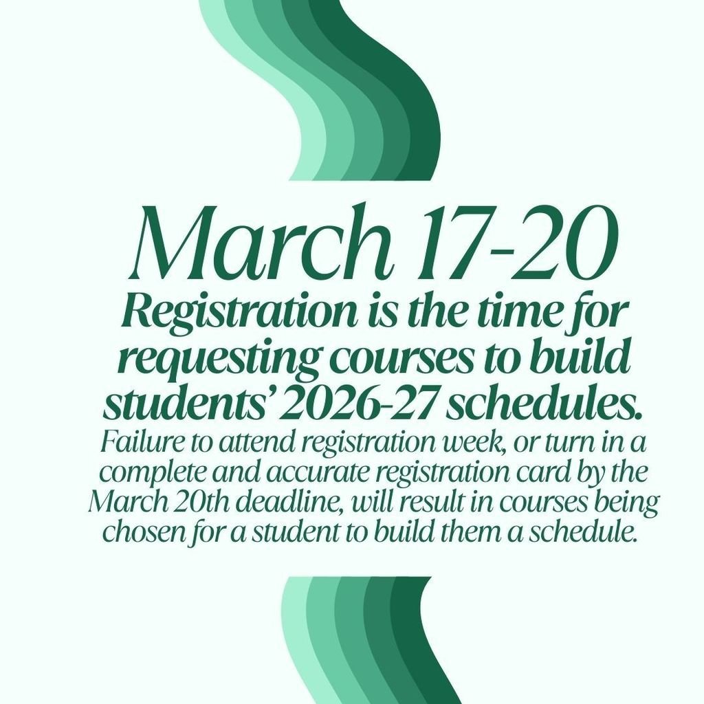 📌EHS students and families - save these dates for 2026-27 registration at EHS! This is the time to ensure your student is scheduled as accurately as possible for next school year.