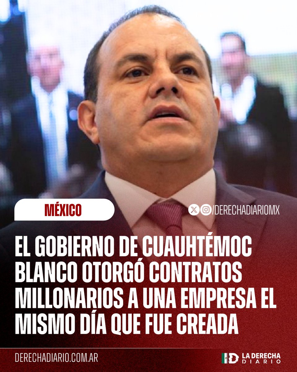 🚨🇲🇽 | CORRUPCIÓN: El huevón de Cuauhtémoc Blanco otorgó contratos por más de 6 millones de pesos a una compañía para publicidad, el mismo día en que esta fue constituida, cuando el morenista fue gobernador de Morelos.