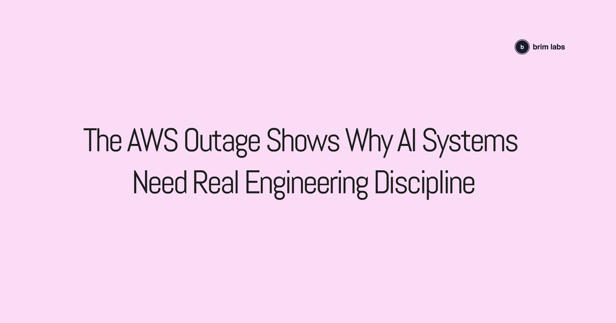 BrimLabs's tweet photo. Outages linked to AI assisted code show that while AI tools accelerate development, they cannot replace disciplined engineering practices.

https://t.co/3nICB2sqMp https://t.co/WzBGplfaW3