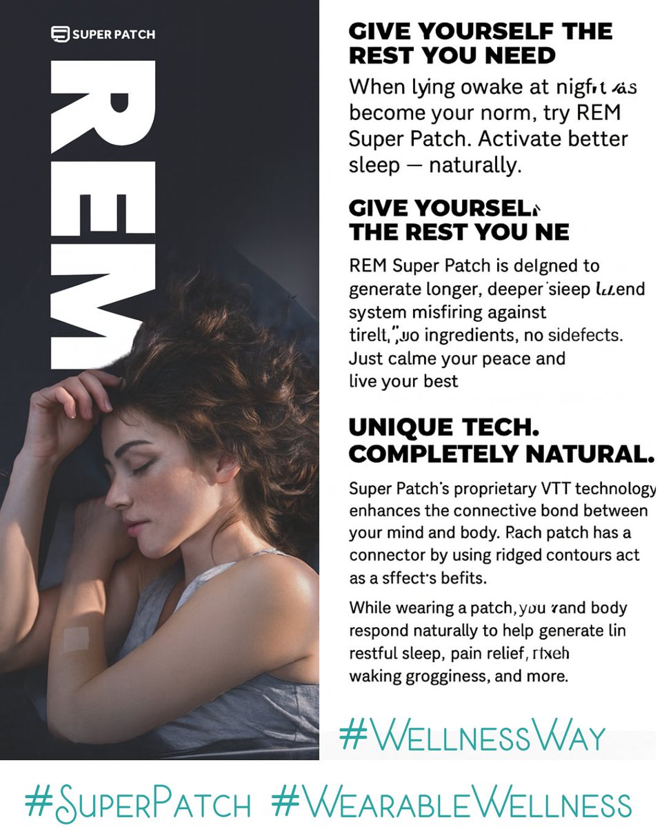 Wellnesswaypatc's tweet image. REM Patch uses drug-free tech to help you sleep 50% faster and 25% longer. No ingredients, no grogginess — just natural support for deeper, more restorative sleep.

#REMpatch #WearableWellness #NeuroTech #SleepSupport #WellnessWay #RestfulNights