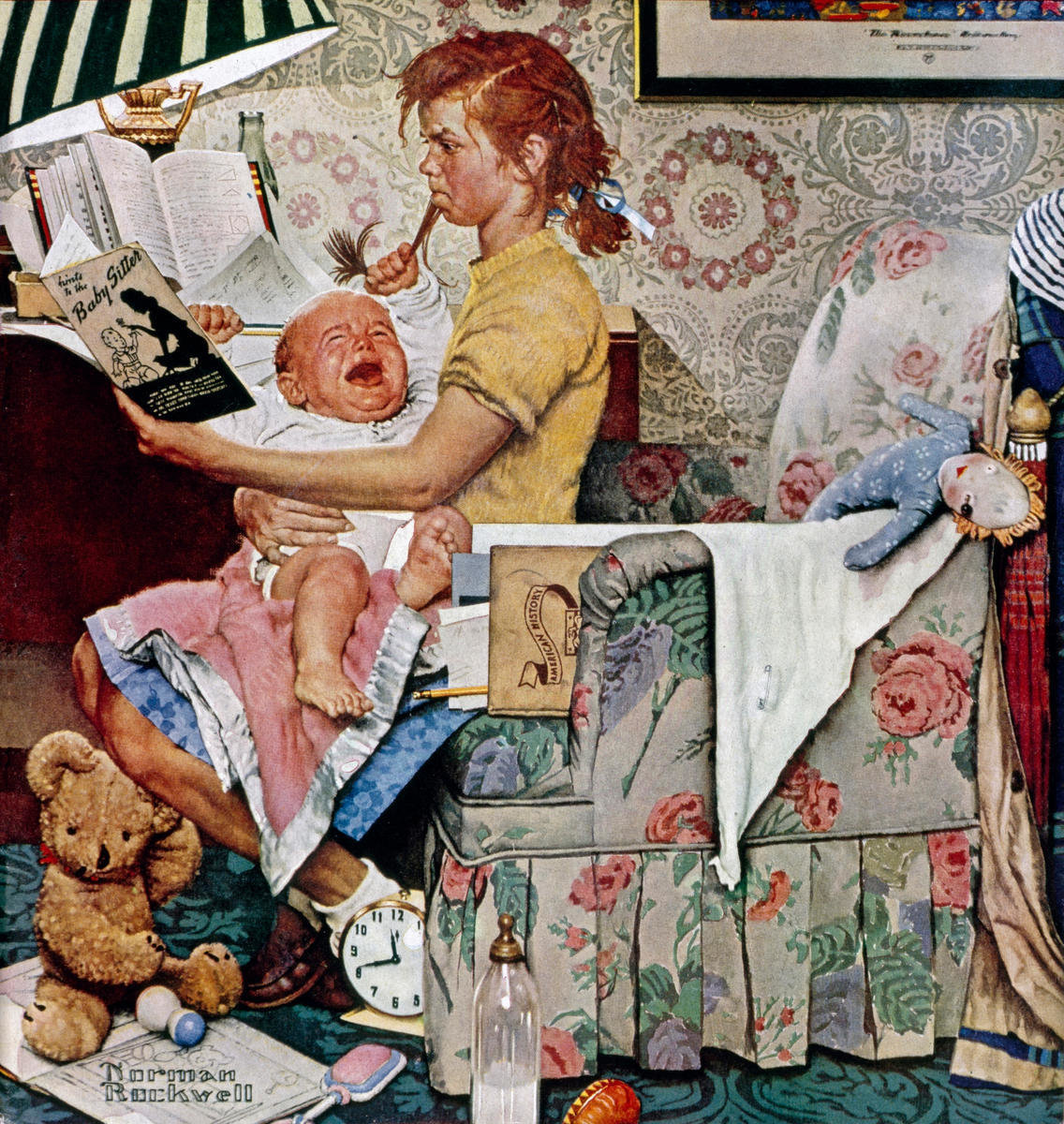 ノーマン・ロックウェル （Norman Rockwell、1894-1978） 『子守は楽
