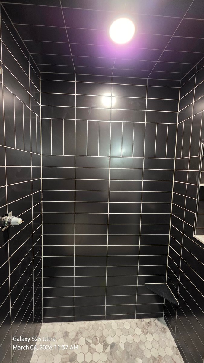 Greatstatetile's tweet photo. 4x12 matte black - Grey laticrete grout https://t.co/4I5AC1FJ7I