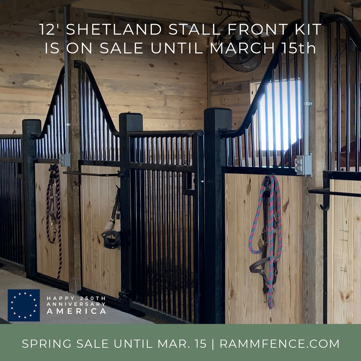 RammFence's tweet photo. Give your barn a European upgrade with the Shetland Stall Kit. Better airflow, more socialization, and safer for your horse. Custom-fit for any size!

Don't miss out on sale pricing:  https://t.co/r3KR1hYsOU

#RAMMFence #SpringSale #HorseStalls #BarnLife https://t.co/C6YLTuHT1s