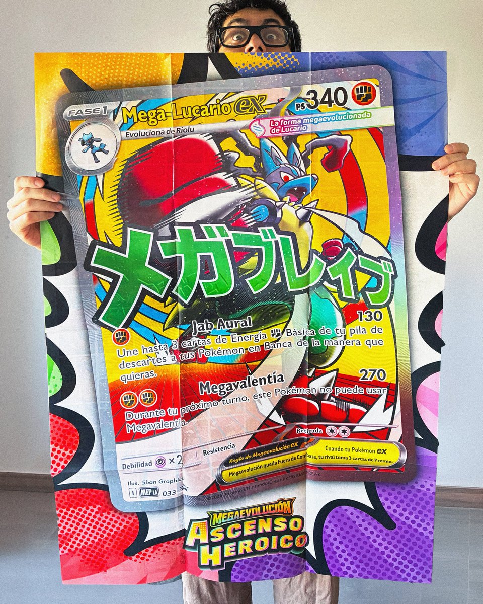 pokedexobscura's tweet photo. Post de apreciación de 👊💥MEGA-LUCARIO 👊💥
Este pack incluye este MEGA póster, la carta promo de Mega-Lucario con diseño en japonés 🤩 y 10 sobres de Ascenso Heroico (¡¡¡100 cartas!!!)
¡Esto fue #obsequiado_por @Pokemonlatam, muchísimas graciaaaaaaasss! https://t.co/TpsfhLlAfy