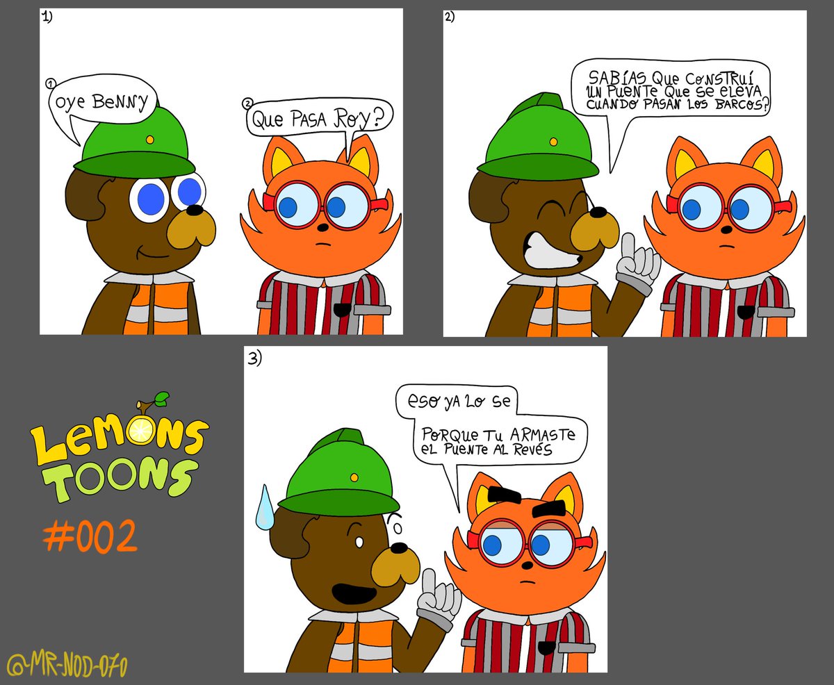 Lemons_Toons's tweet photo. Lemons Toons 🍋🍋🟩
#-002 "El Puente" 🐶🦝
#drawing #ComicArt #comics #art #humorrancio #humor #drawings #arte #doodle
Hecho por: @MR_NOD070 https://t.co/TJJtMzL7Ue