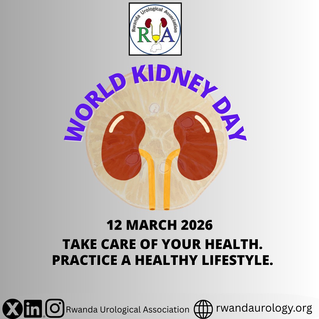 RwandaUrology's tweet photo. It’s World Kidney Day 2026! 
The Rwanda Urological Association (RUA) stands for "Kidney Health for All." 🇷🇼 We are working to ensure equitable access to diagnostics and life-saving medication for all citizens. Kidney health is a national priority. 🩺
#WKD2026 #Rwanda #KidneyCare https://t.co/3GnlxDVwIA