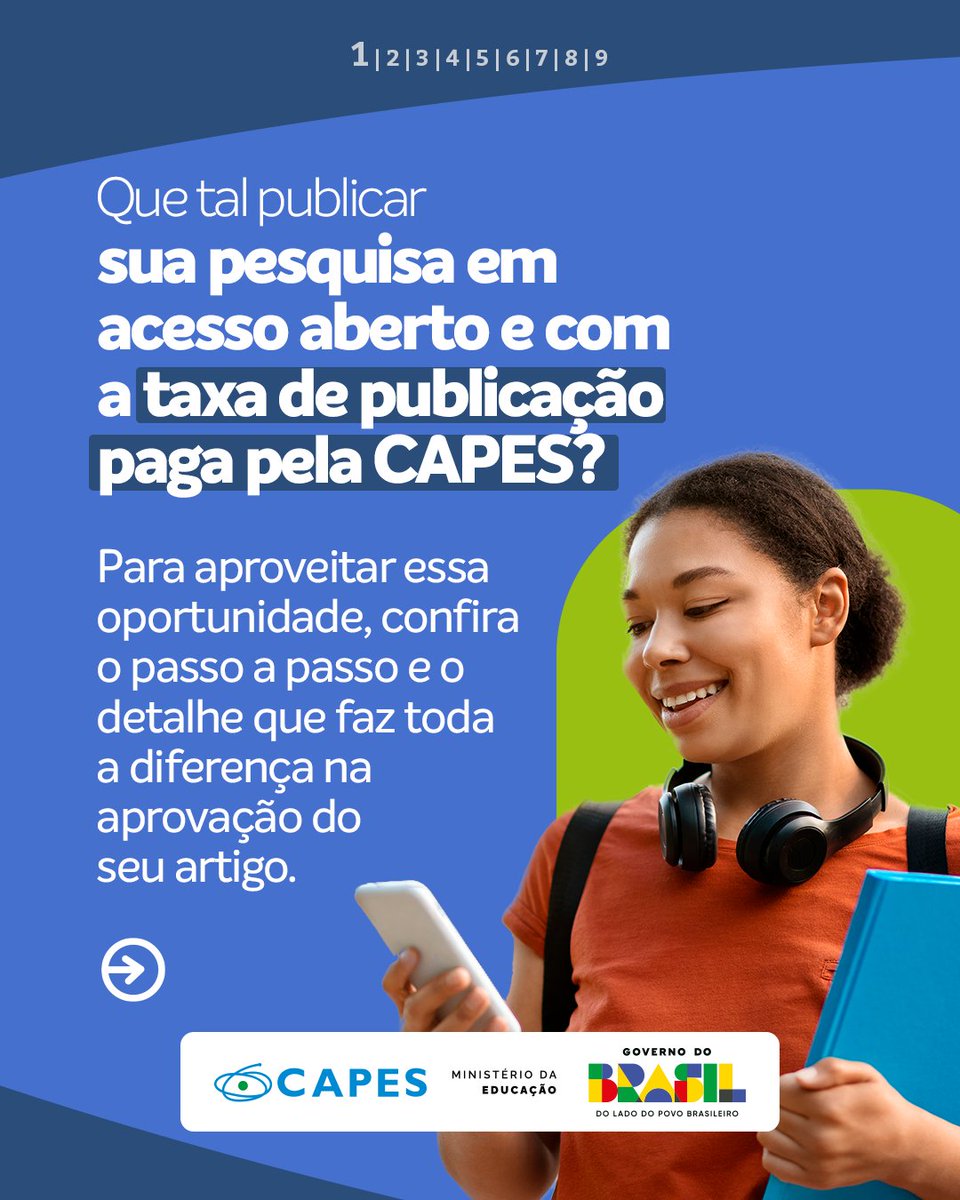 Quer publicar sua pesquisa em acesso aberto e SEM CUSTOS? 

A CAPES firmou acordos com editoras internacionais para que pesquisadores do Brasil publiquem de forma gratuita, ampliando o alcance global da produção científica da pós-graduação.

Segue o fio para saber como! 👇 🧵