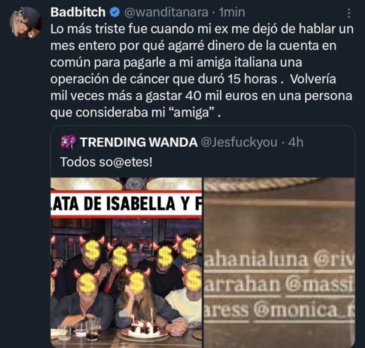 Chinardi_Arg's tweet photo. Che viste que no eran solo los 7 millones que le robaste. Ya era costumbre tuya sacarle dinero sin decirle. 
Asegúrate ahora de pensar lo que decis por qué no te va a alcanzar las propiedades para pagar las multas que aún no pagaste
 #MauroIcardi https://t.co/ibjtkjeIOx