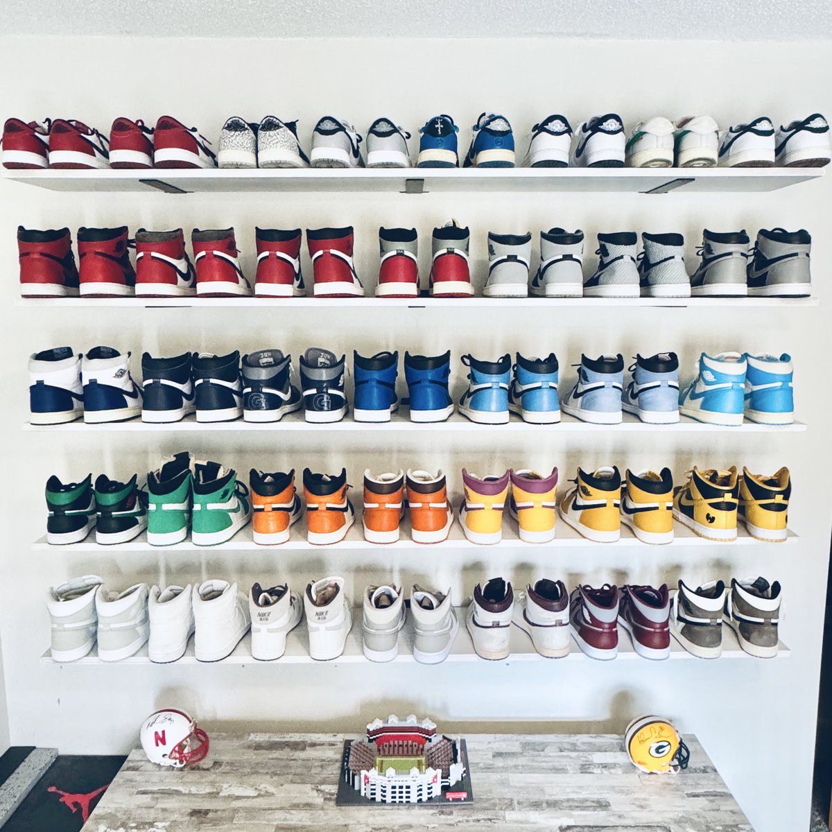 New office background. Thinking of rotating sneakers on the shelves based on different themes. Maybe childhood classics,next?  Or all Adidas next?