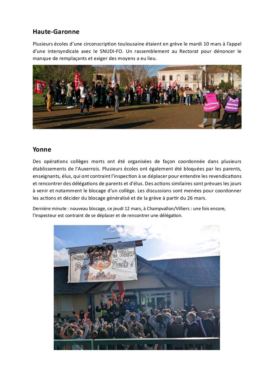 Les mobilisations se multiplient contre les 4 000 suppressions de postes à l'éducation nationale : grèves, occupations d'écoles avec les parents, blocus de lycéens,.. Plusieurs intersyndicales départementales appellent à la grève dès la semaine prochaine. 👇 Quelques échos :