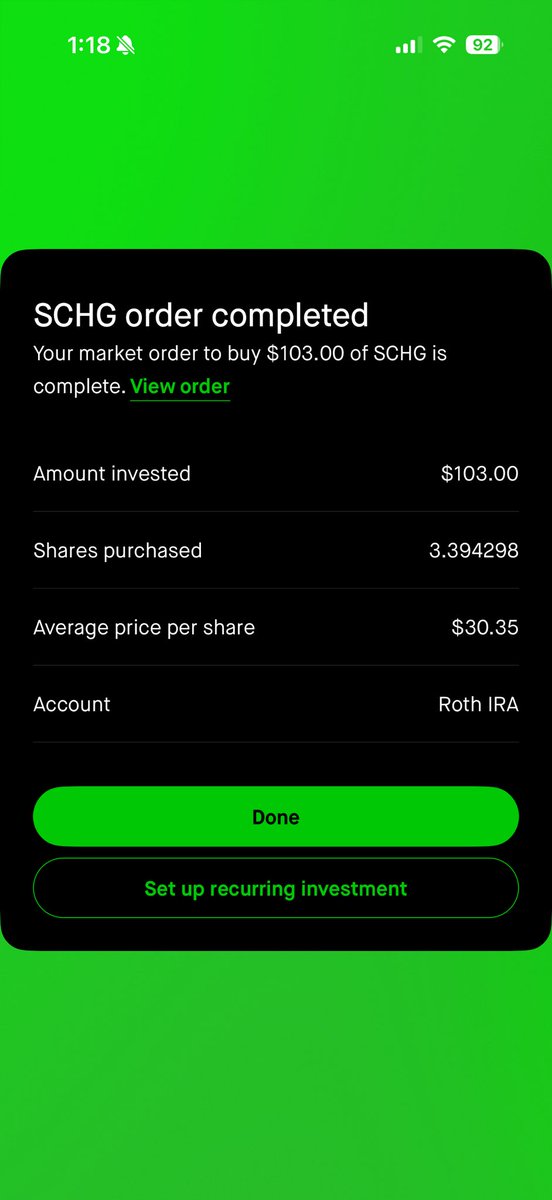 EdInvestin's tweet photo. Put $100 into the Roth IRA and went right into $SCHG, little by little getting closer to maxing it out. https://t.co/51SEupciyL