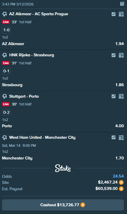 GENERATIONAL PARLAY <a href="/Stake/">Stake.com</a> ⚽️

THIS BET LANDS = $1,000 GIVEAWAY (10 x $100)
- Like + Follow + RT
- Follow <a href="/DondeBonusesCom/">DondeBonuses</a>
- Follow kick.com/donde

Rolling in 7 days 🙌 

#FootBall #Stake #UEFA