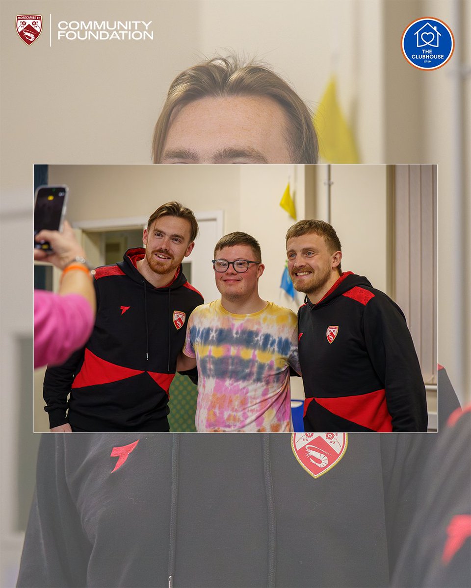 morecambefccf's tweet photo. This afternoon, we popped down to The Clubhouse Morecambe with Jack Nolan, George Thomas and Jim Bentley. Members were delighted to meet the players and the gaffer, grabbing plenty of pictures and even video calling their relatives.
#UTS🦐 | @PFA https://t.co/AUl91Auugp