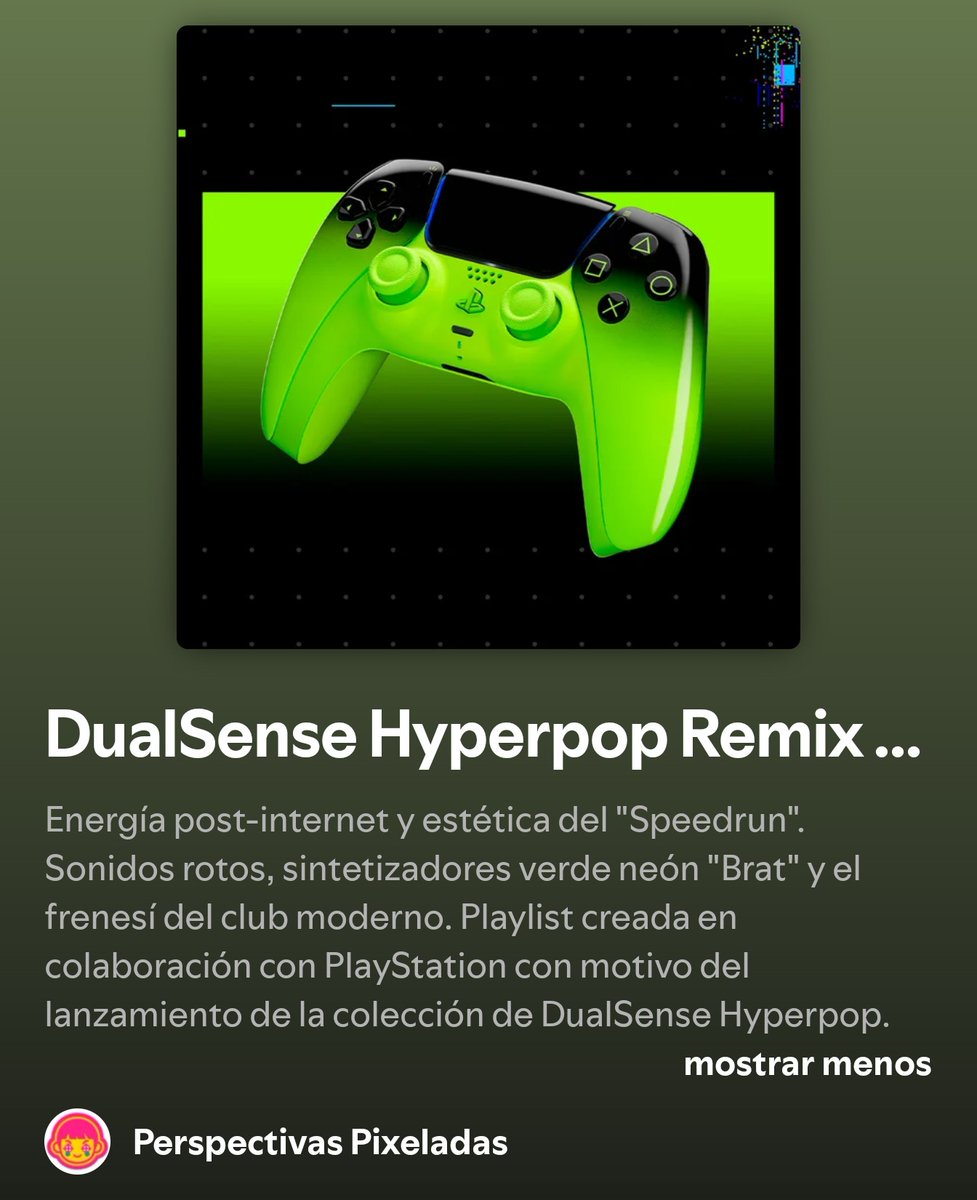 cvillasante's tweet photo. Para el lanzamiento de la colección #HyperpopPS5 hemos colaborado con @PPixeladas, que ha creado 3 playlists de música en Spotify inspiradas en los colores.

Las tres han quedado top, cada una en su estilo:
🟥 Techno Red: https://t.co/XBUiUP69Il

🟦 Rythm Blue: https://t.co/ftZOSfRtSC

🟩 Remix Green: https://t.co/PFeWPLOpXC