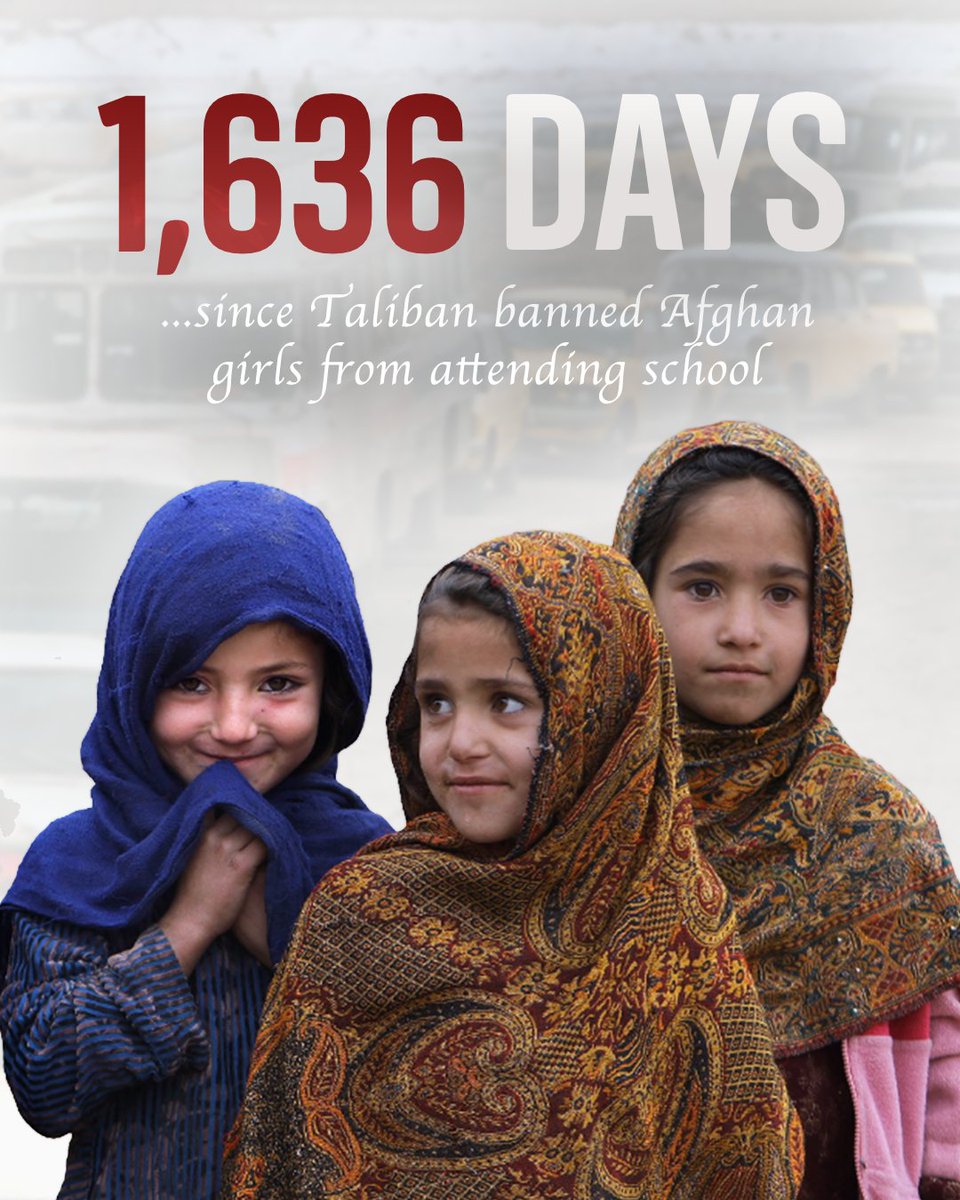 Day 1,636 of the Taliban persecuting #Afghan women.

Alienating girls and women from public life must never be normalised. You are not forgotten.

#LetAfghanGirlsLearn