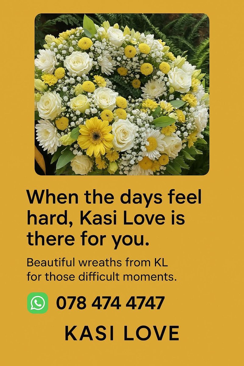 When the days feel heavy, Kasi Love is here to bring comfort. 🌹

Our beautiful wreaths help you express love, support, and sympathy when words are not enough.

📲 Order on WhatsApp: wa.me/27784744747  

Kasi Love — bringing comfort, love, and support when it matters most.