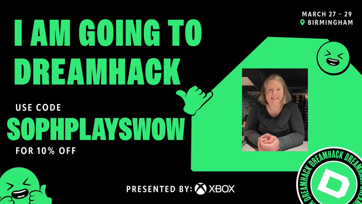 Hi guys! <a href="/DreamHack/">DreamHack</a> is only a couple of weeks away! Tickets are still available and if you use the code below you get 10% off! Look forward to seeing you guys there! #DHBirmingham