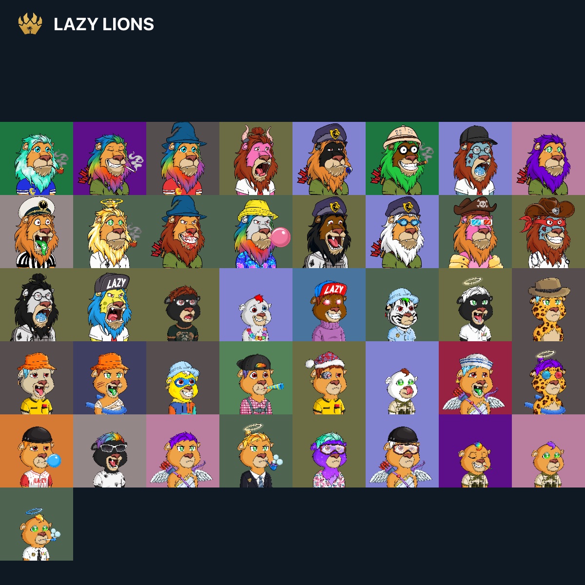 RichGator24's tweet image. Nothing special.  Just a mosaic of all my @LazyLionsNFT and cubs.  How did I generate such a mosaic you ask?  Easily with the new lazylionsnft.com website.  Amazing work from the team!
#LAZY