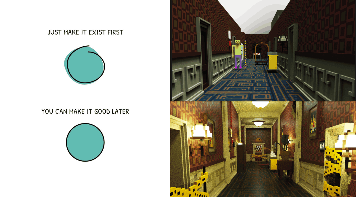 paint_the_void's tweet photo. Paint the Void is no stranger to this concept. Every game has to start somewhere, and that somewhere is usually not going to look great for a while.

Draft it first, dazzle it later!

#gamedev #indiegames #unrealengine https://t.co/h9ZBYztlZb