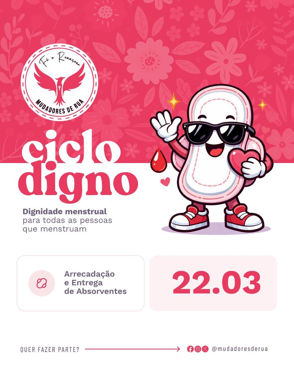 🩸 CICLO DIGNO NA CASA MIGA
Dignidade menstrual é direito humano! 🌸 No dia 22/03, às 15h, teremos palestra e doação de absorventes com os <a href="/mudadoresderua/">Mudadores de Rua</a>. ✨

Cuidado e acolhimento para nossa comunidade. 🏳️‍🌈✊

Saiba mais em: <a href="/casamigalgbt/">Casa Miga LGBTIA+ ✊🏾🌈</a> 🦋