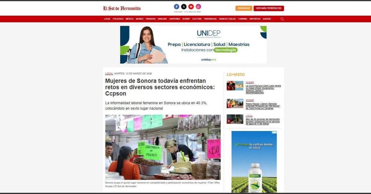 Agradezco al periódico <a href="/ElSolHermosillo/">El Sol de Hermosillo</a> y al periodista <a href="/GaboBentez/">Gabriel Benítez</a>, por abrir este espacio para reflexionar sobre los desafíos que aún enfrentan las mujeres en la #participación #económica en #Sonora.  
➡️oem.com.mx/elsoldehermosi…