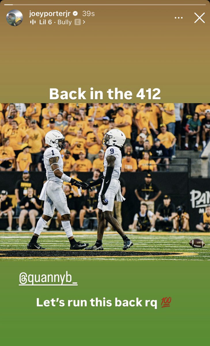 Joey Porter Jr on insta 

😈