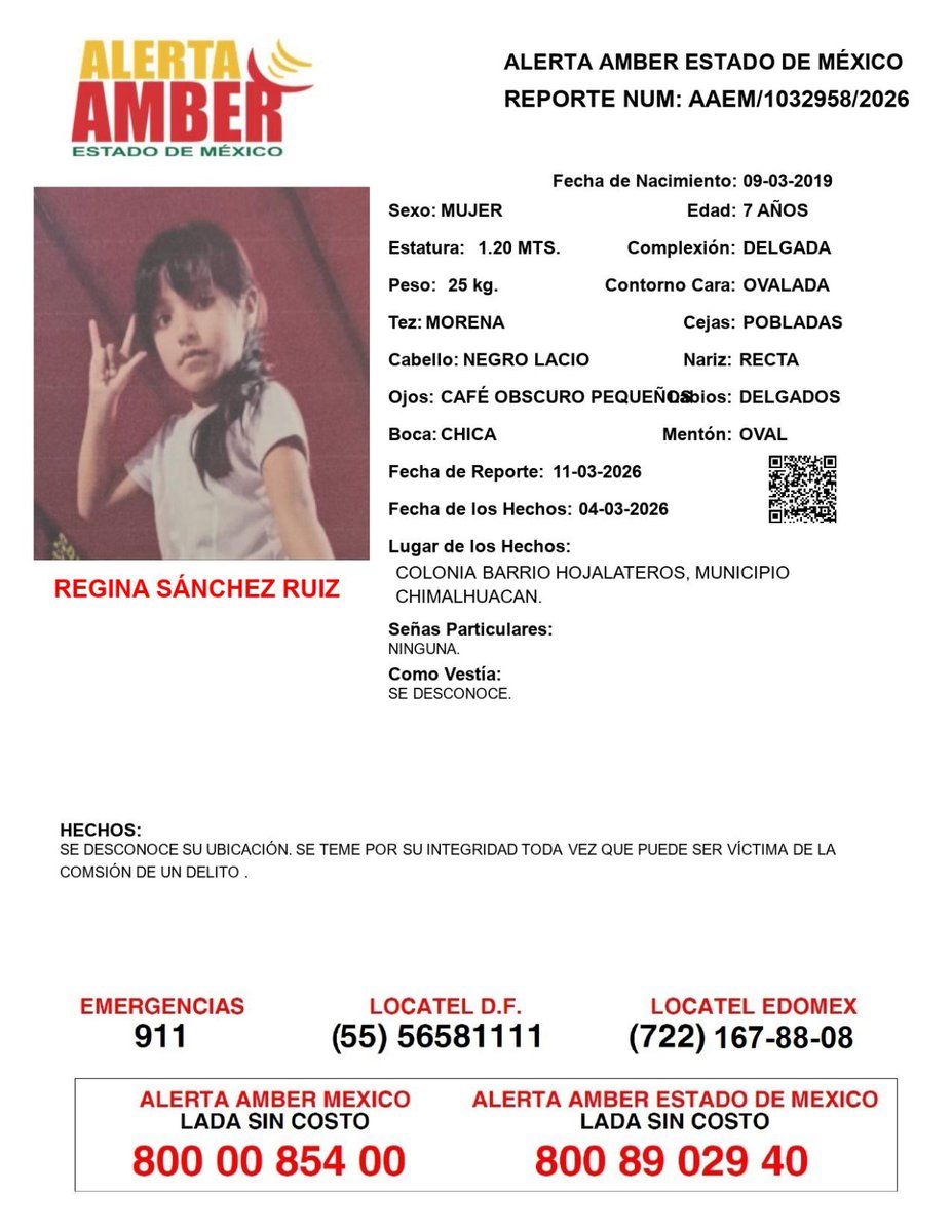 📍Tu apoyo es importante, ayúdanos a difundir, cualquier información para localizar a las siguientes personas comunícate al 📞 800 890 2940 Alerta Amber EDOMEX y ☎️ 800 7028 770 #FiscalíaEdoméx.