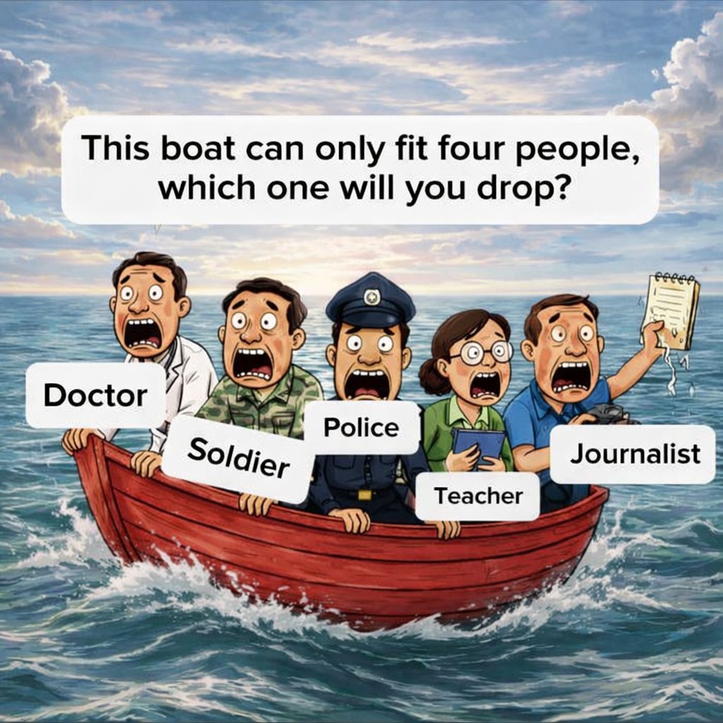 Cartoon Boat Dilemma Divides People on Professions to Save